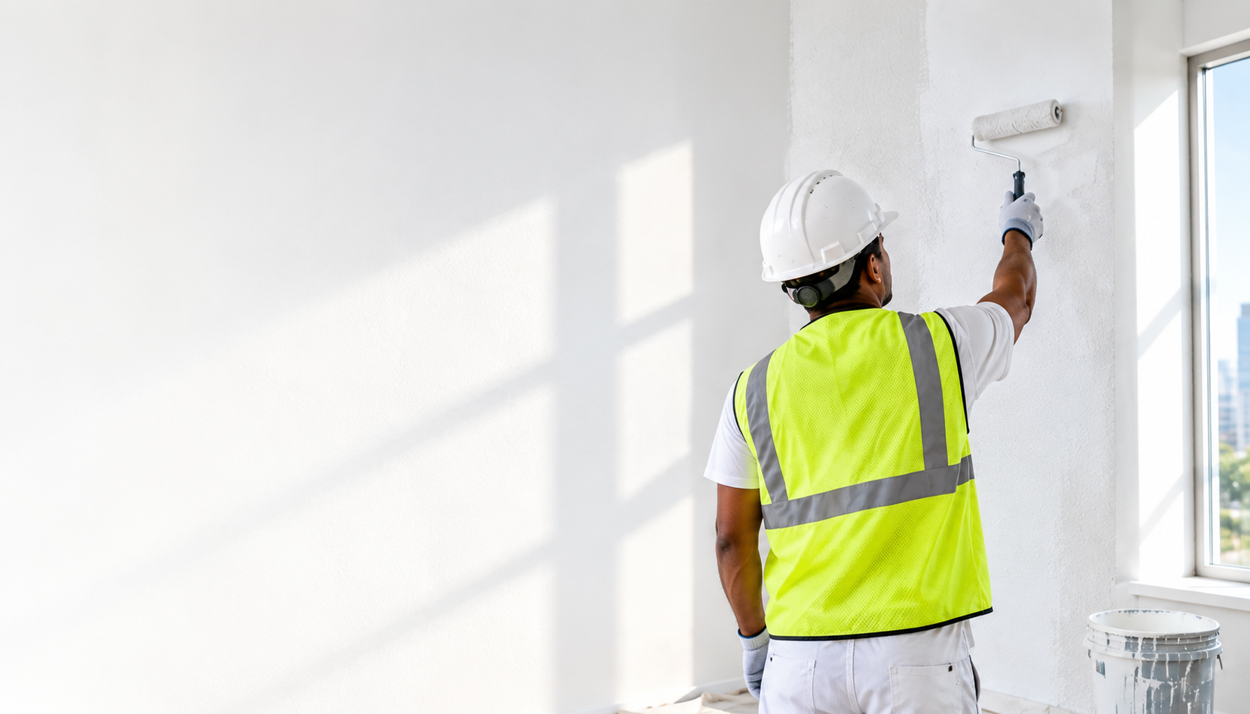 E-Z Maintenance painter rolling a wall